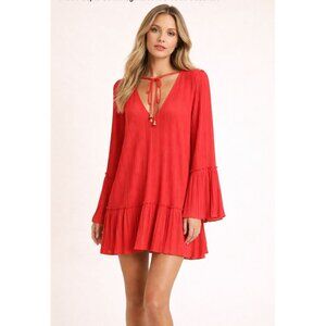 Free People Can't Help It pleated mini dress Size XS Bohemian Festival Colorful